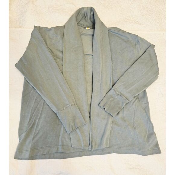 Athletic Works Light Dusty Blue French Terry Open Front Cardigan Shawl Collar L - Picture 3 of 12